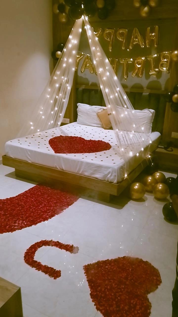 Birthday decoration room in hotel near Vallabh Vidyanagar
